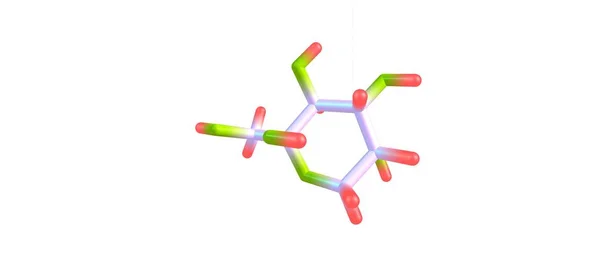 Beta-D-Fructopyranose molekylstruktur isolerad på vit — Stockfoto