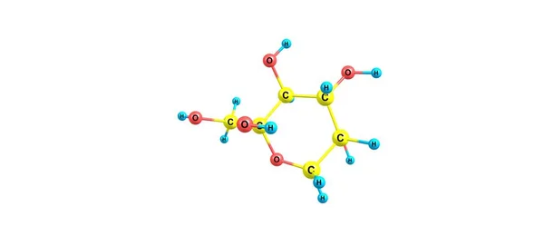 Beta-d-Fruktopyranose molekulare Struktur isoliert auf weiß — Stockfoto