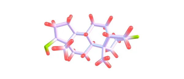 Struttura molecolare diidrotestosterone isolato su bianco — Foto Stock