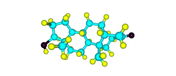 Dihidrotesztoszteron molekuláris szerkezete elszigetelt fehér — Stock Fotó