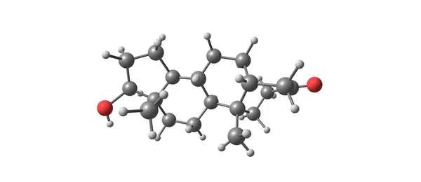 Estrutura molecular de di-hidrotestosterona isolada em branco — Fotografia de Stock