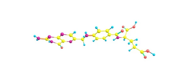 Estrutura molecular do ácido fólico isolado no branco — Fotografia de Stock