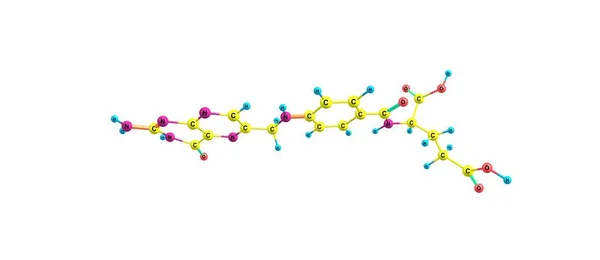 Folsäure molekulare Struktur isoliert auf weiß — Stockfoto