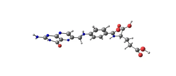 Estrutura molecular do ácido fólico isolado no branco — Fotografia de Stock
