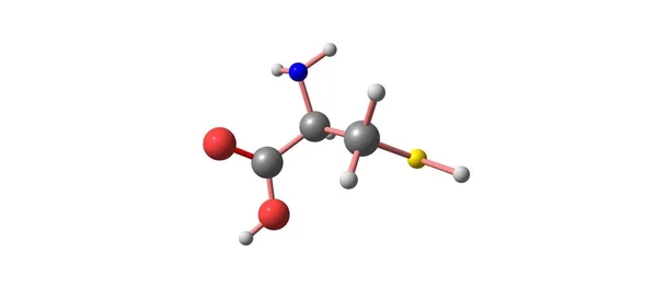 Estrutura molecular da cisteína isolada no branco — Fotografia de Stock