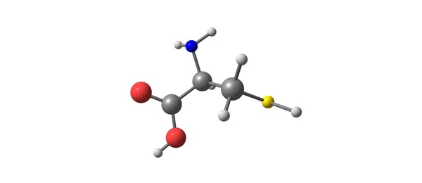 Estrutura molecular da cisteína isolada no branco — Fotografia de Stock