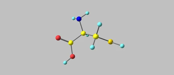 Estrutura molecular da cisteína isolada sobre cinza — Fotografia de Stock