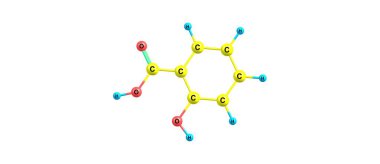 Salisilik asit moleküler yapısı üzerinde beyaz izole