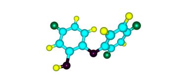 Triclosan asit moleküler yapısı üzerinde beyaz izole