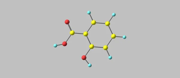 Estructura molecular del ácido salicílico aislada en gris —  Fotos de Stock