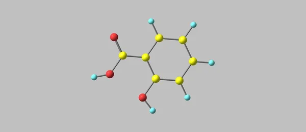 Strukturę molekularną kwasu salicylowego na szarym tle — Zdjęcie stockowe