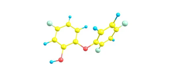 Struktur molekul asam triclosan diisolasi pada warna putih — Stok Foto