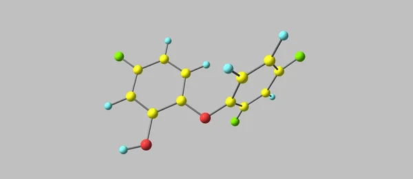 Estrutura molecular do ácido triclosan isolada em cinzento — Fotografia de Stock