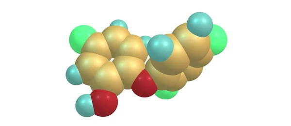 Triclosan asit moleküler yapısı üzerinde beyaz izole — Stok fotoğraf