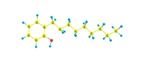Estrutura molecular de nonilfenol isolada em branco — Fotografia de Stock