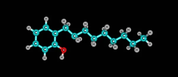 Estructura molecular de nonilfenol aislada en negro —  Fotos de Stock