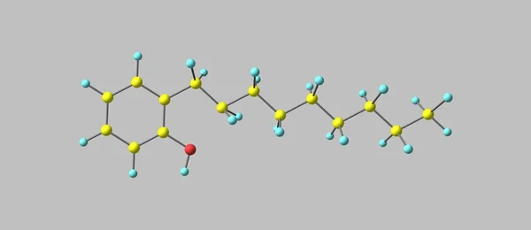 Estrutura molecular de nonilfenol isolada em cinzento — Fotografia de Stock