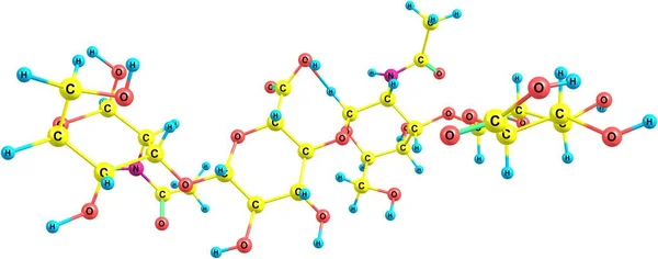 Kyselina hyaluronová molekulární struktura izolované na bílém — Stock fotografie