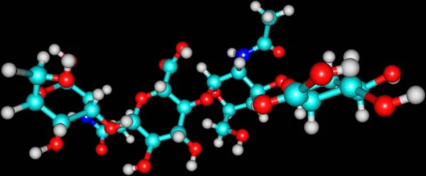 Structure moléculaire de l'acide hyaluronique isolée sur du noir — Photo