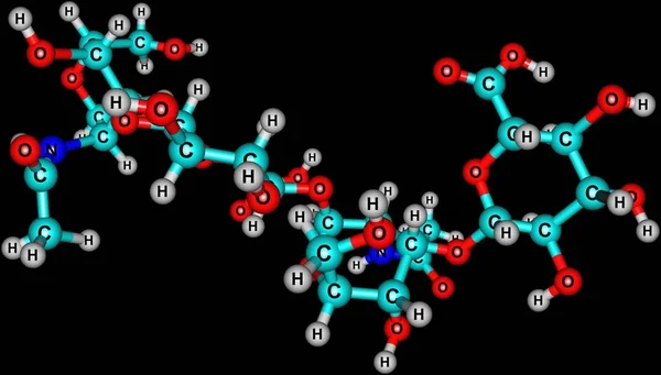 Structure moléculaire de l'acide hyaluronique isolée sur du noir — Photo