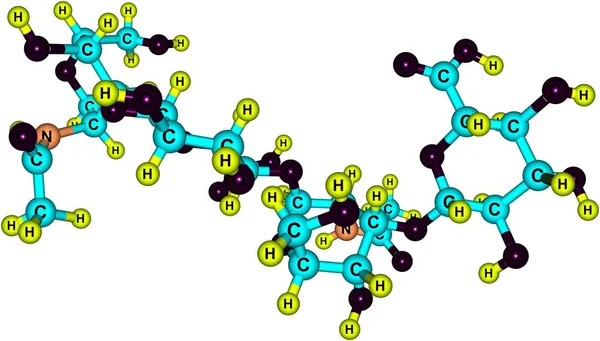 白で隔離ヒアルロン酸の分子構造 — ストック写真