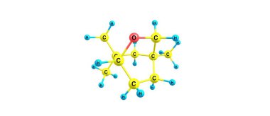 Eucalyptol moleküler yapısı üzerinde beyaz izole