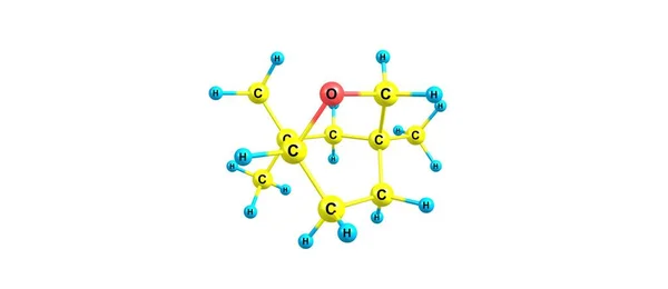 Estrutura molecular do eucaliptol isolado no branco — Fotografia de Stock