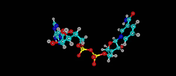 Nicotinamida adenina dinucleótido estructura molecular aislada en negro — Foto de Stock