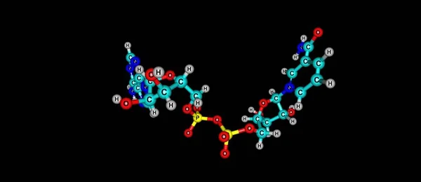 Nicotinamide adenine dinucleotide molecular structure isolated on black — Stock Photo, Image