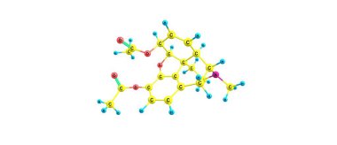 Eroin moleküler yapısı beyaz arka plan üzerinde