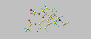 Eroin moleküler yapısını gri arka plan üzerinde