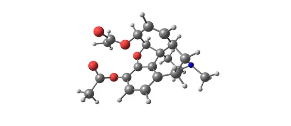 Молекулярная структура героина на белом фоне — стоковое фото