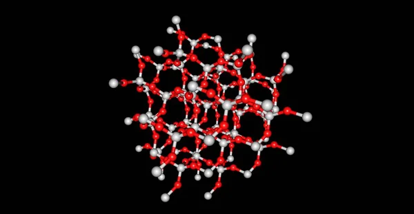 Moleculaire structuur kwarts geïsoleerd op zwarte achtergrond — Stockfoto