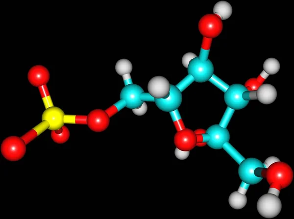 Frutose estrutura molecular sobre fundo preto — Fotografia de Stock