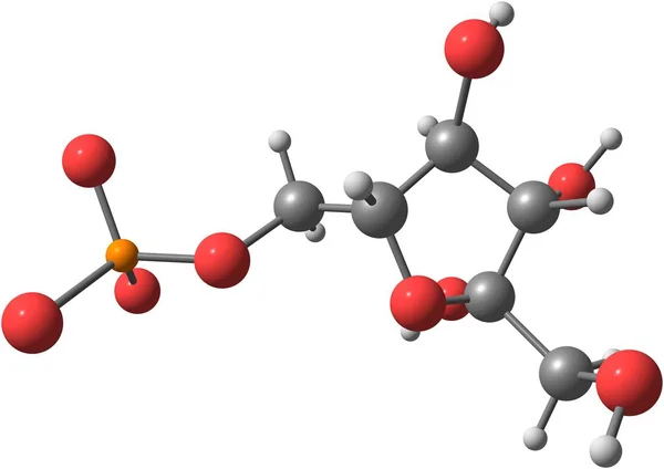 De moleculaire structuur van de fructose op witte achtergrond — Stockfoto