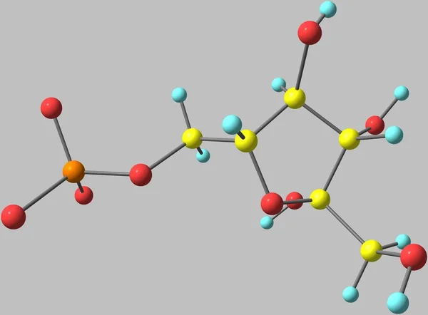 De moleculaire structuur van de fructose op grijze achtergrond — Stockfoto