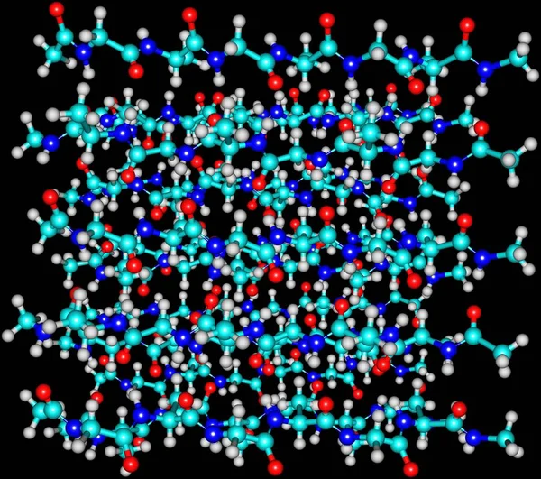 Estructura molecular de fibroína aislada sobre fondo negro —  Fotos de Stock