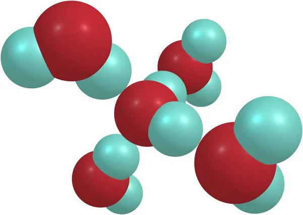 白色背景下分离的水分子结构 — 图库照片