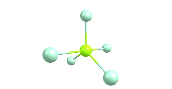 Struttura molecolare del pentacloruro di fosforo isolata su fondo bianco — Foto Stock