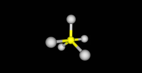 Молекулярная структура пентахлорида фосфора изолирована на черном фоне — стоковое фото