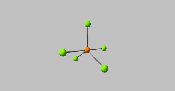 Estrutura molecular do pentacloreto de fósforo isolado sobre fundo cinzento — Fotografia de Stock