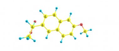 Beyaz arka plan üzerinde izole naproksen yapısı