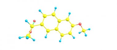 Beyaz arka plan üzerinde izole naproksen yapısı