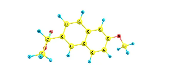 Naproxen structuur geïsoleerd op witte achtergrond — Stockfoto