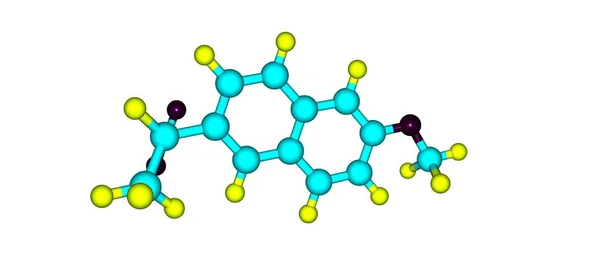 Estrutura de Naproxeno isolada sobre fundo branco — Fotografia de Stock