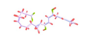 Beyaz arka plan üzerinde izole Neohalicholactone moleküler yapısı