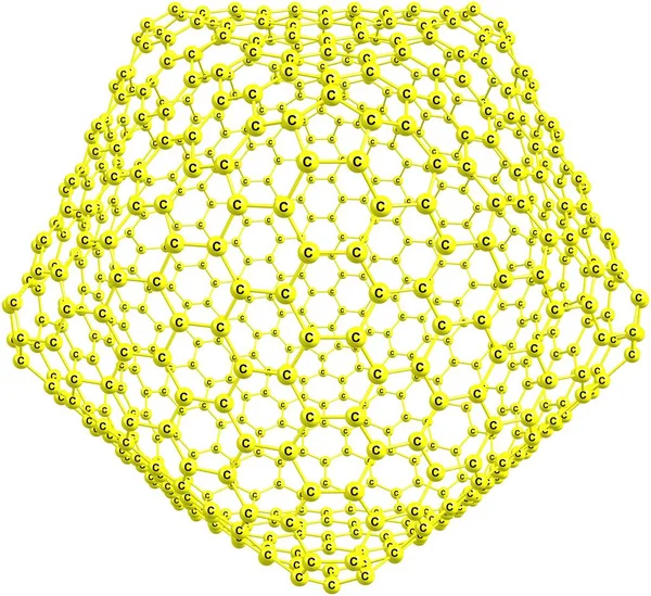 在白色背景下分离的巨型富勒烯类分子结构 — 图库照片