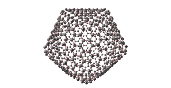 Riesige Fullerene-ähnliche Molekülstruktur isoliert auf weißem Hintergrund — Stockfoto