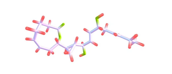 Estrutura molecular da neohalicholactona isolada sobre fundo branco — Fotografia de Stock