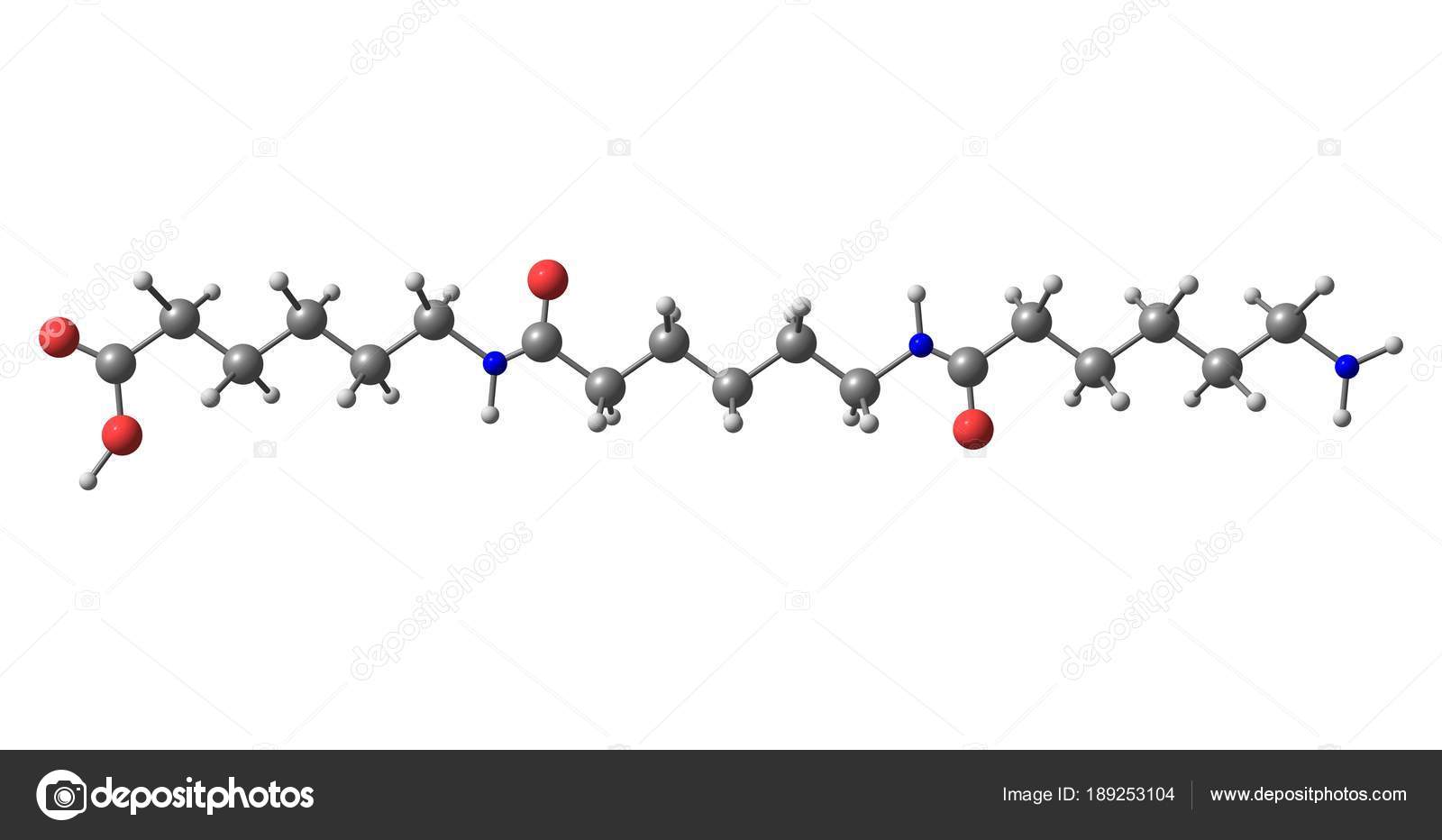 Nylon molecular structure isolated on white background Stock Photo